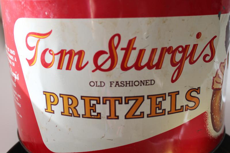 photo of big old metal tin from pretzels, Amish boy graphics Pennsylvania Dutch country #5