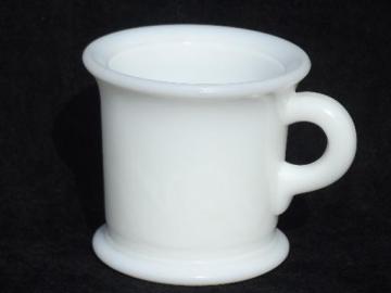 catalog photo of big old milk glass shaving mug, depression vintage Hazel Atlas glass