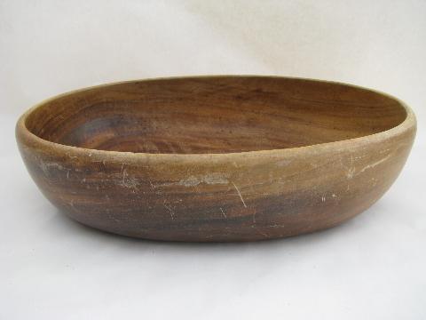 photo of big old primitive wood dough bowl, rustic vintage woodenware #1