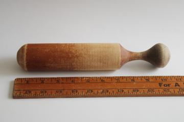catalog photo of big old primitive wood masher, carved wooden pestle for colander cone strainer