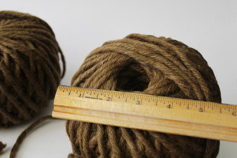 photo of big old rope balls, primitive vintage rough jute twine, tobacco brown heavy cord #3