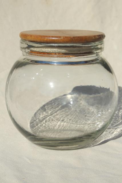 photo of big old round glass bowl canister, vintage store counter style cracker barrel or candy jar #1