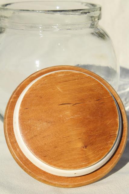 photo of big old round glass bowl canister, vintage store counter style cracker barrel or candy jar #2