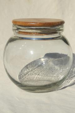 catalog photo of big old round glass bowl canister, vintage store counter style cracker barrel or candy jar