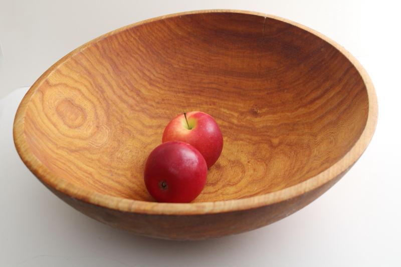 photo of big old round wood dough bowl, primitive vintage wooden bowl, rustic french country style #1