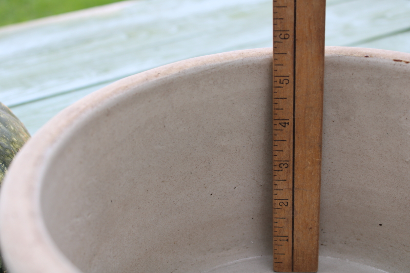 photo of big old stoneware pottery butter crock, natural off white color vintage farmhouse cottage decor #4