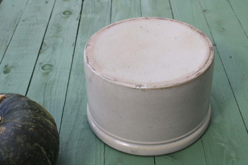 photo of big old stoneware pottery butter crock, natural off white color vintage farmhouse cottage decor #6