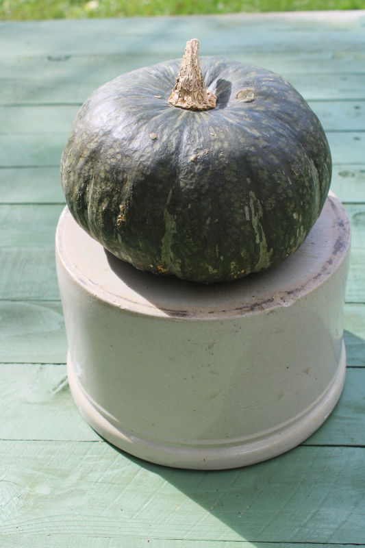 photo of big old stoneware pottery butter crock, natural off white color vintage farmhouse cottage decor #7