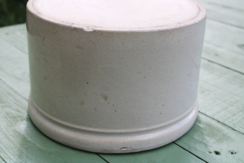 photo of big old stoneware pottery butter crock, natural off white color vintage farmhouse cottage decor #8