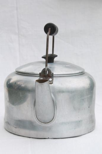 photo of big old tea kettle for camp kitchen, vintage Comet aluminum tea pot holds one gallon #2