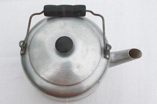 photo of big old tea kettle for camp kitchen, vintage Comet aluminum tea pot holds one gallon #6