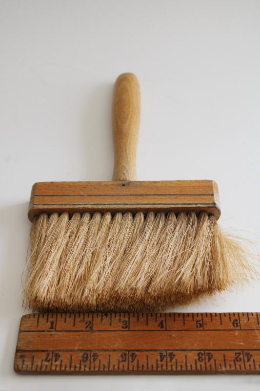 photo of big old wallpaper / paint brush or hand broom, wood handle sisal or jute fiber #3