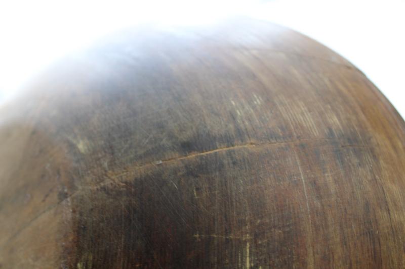 photo of big old wood dough bowl, rustic primitive farmhouse antique wooden bowl #2