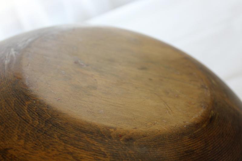 photo of big old wood dough bowl, rustic primitive farmhouse antique wooden bowl #12