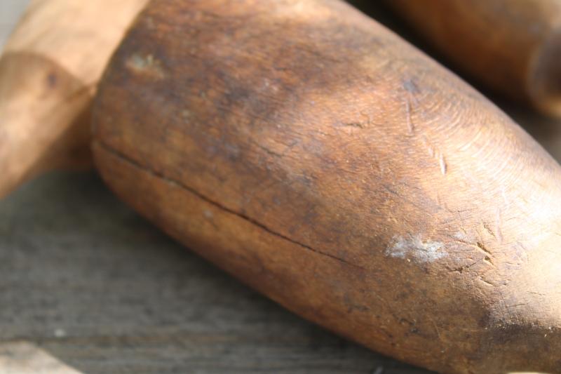 photo of big old wood potato mashers, vintage carved wooden pestles farmhouse kitchen primitives #2