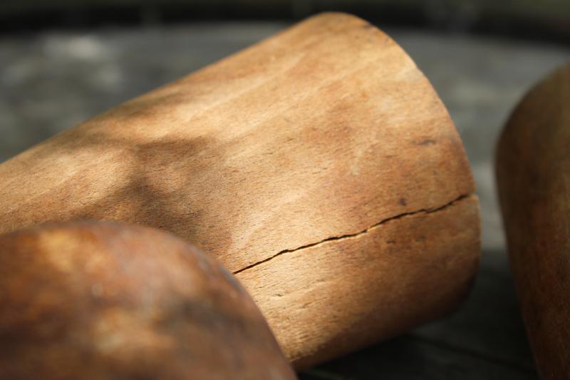 photo of big old wood potato mashers, vintage carved wooden pestles farmhouse kitchen primitives #3