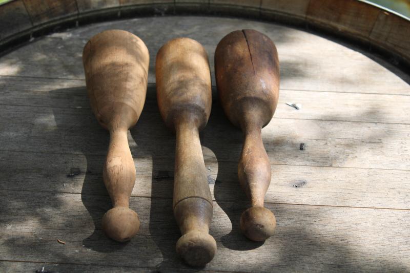 photo of big old wood potato mashers, vintage carved wooden pestles farmhouse kitchen primitives #5