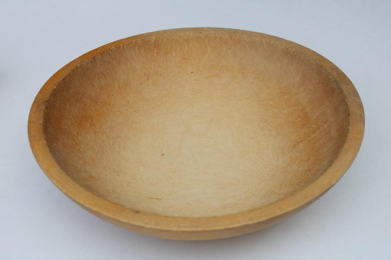 photo of big old wooden bowl, farmhouse primitive cottage decor, vintage Munising bowl #2