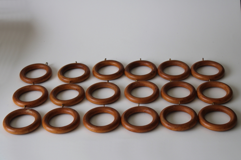 photo of big round wood curtain hanger rings, vintage farmhouse or modern boho style #1