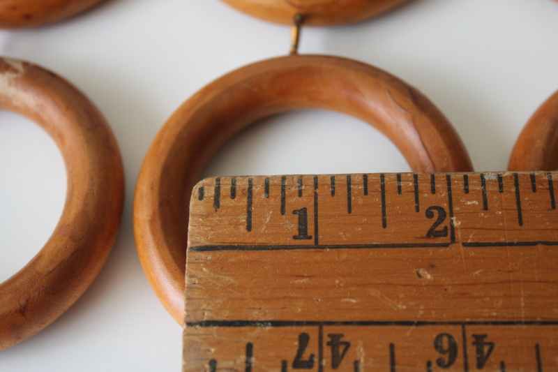 photo of big round wood curtain hanger rings, vintage farmhouse or modern boho style #3