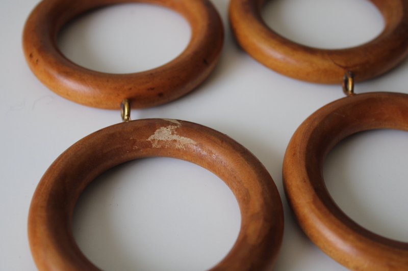 photo of big round wood curtain hanger rings, vintage farmhouse or modern boho style #4