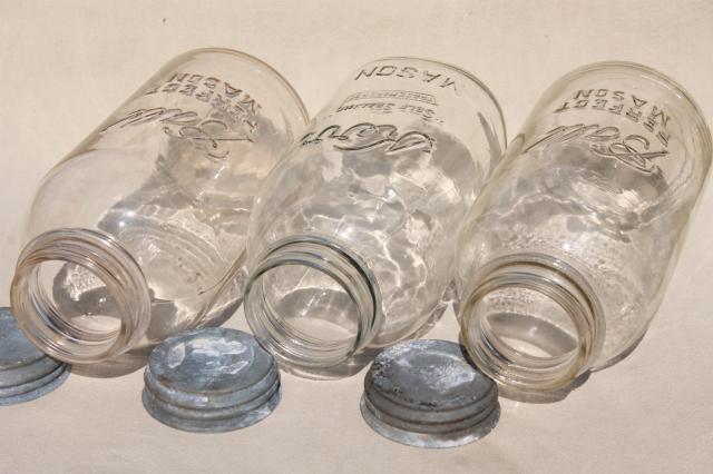 photo of big two quart size glass mason jars, vintage canning jar kitchen canisters #3