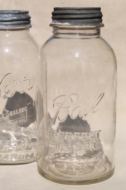 photo of big two quart size glass mason jars, vintage canning jar kitchen canisters #4