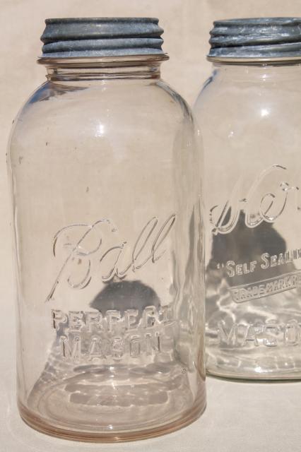 photo of big two quart size glass mason jars, vintage canning jar kitchen canisters #6