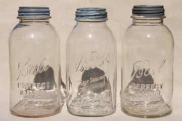 catalog photo of big two quart size glass mason jars, vintage canning jar kitchen canisters