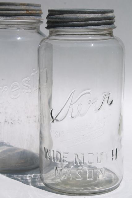 photo of big two quart size glass mason jars, vintage canning jar kitchen canisters #9