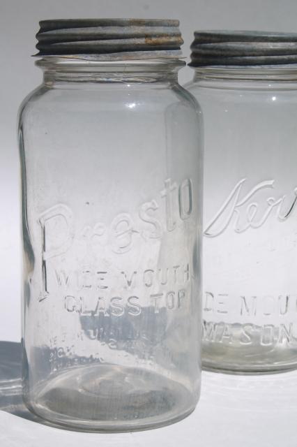 photo of big two quart size glass mason jars, vintage canning jar kitchen canisters #10