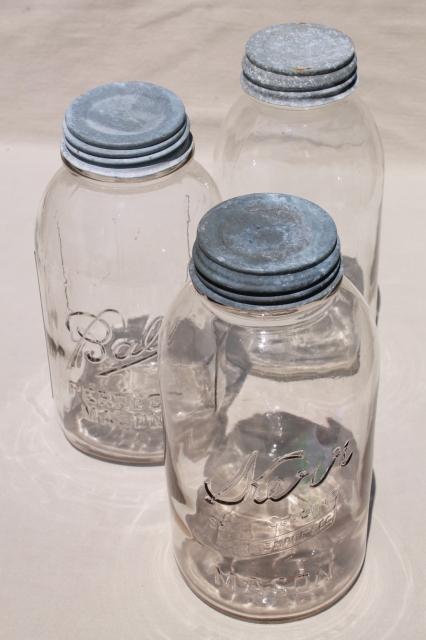 photo of big two quart size glass mason jars, vintage canning jar kitchen canisters #6