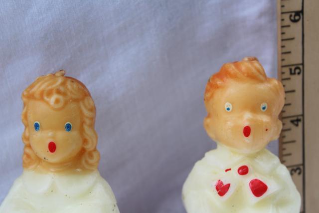 photo of big vintage Gurley candles holiday figural Christmas carolers choir boy & girl #2