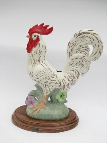 photo of big vintage ceramic rooster, base/body for kitchen table lamp #1