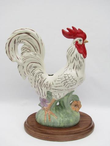 photo of big vintage ceramic rooster, base/body for kitchen table lamp #3