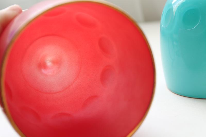 photo of big vintage wine glasses or water goblets, retro colors red aqua blue #5