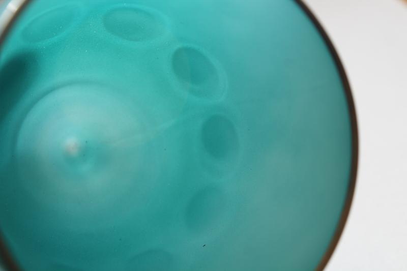 photo of big vintage wine glasses or water goblets, retro colors red aqua blue #6