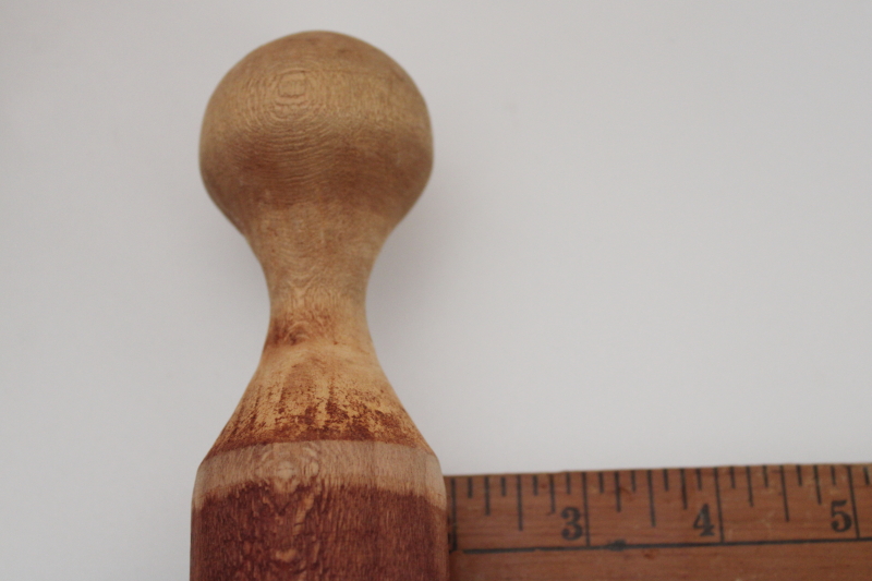 photo of big wood pestle or masher, primitive wooden kitchen tool for filling canning jars or crocks #2