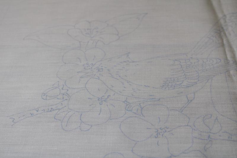 photo of birds and flowers quilt blocks to embroider, poly cotton fabric stamped for embroidery #4