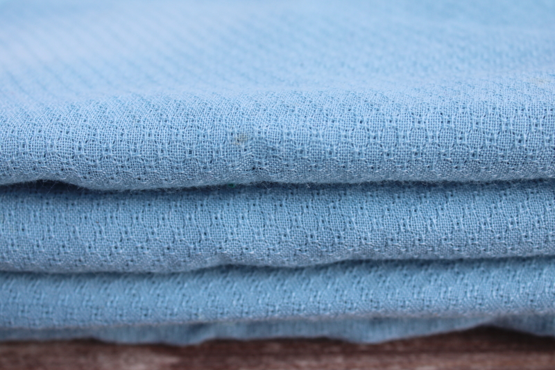 photo of birdseye texture crepe or challis fabric in sky blue, vintage wool rayon blend material #1
