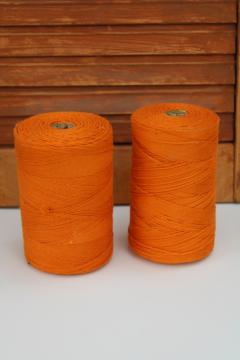 catalog photo of bittersweet or deep pumpkin orange cotton string, vintage Mayville warp cord or bakers twine