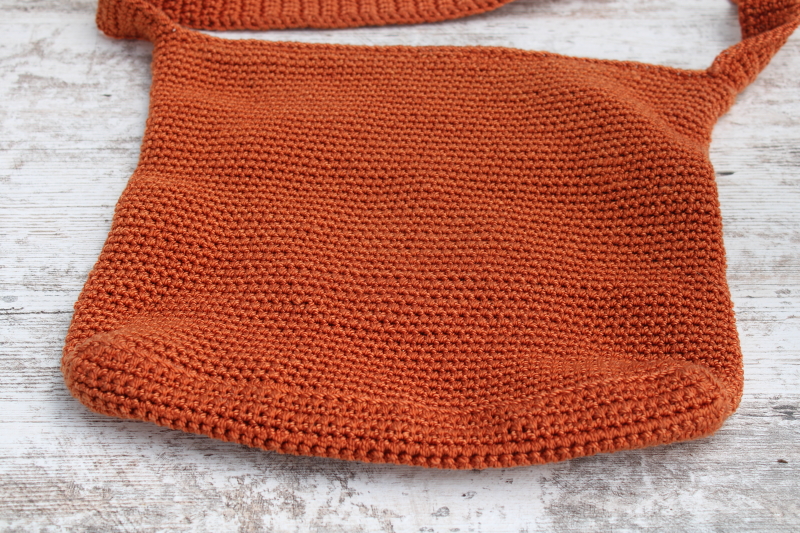 photo of bittersweet orange the Sak crochet shoulder bag, Y2K vintage purse #3