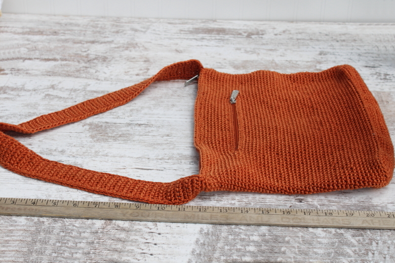 photo of bittersweet orange the Sak crochet shoulder bag, Y2K vintage purse #6