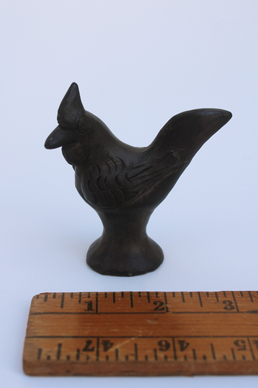 photo of black clay pottery ocarina, bird whistle figurine Mexican or South American folk art  #1