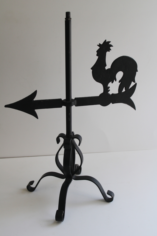 photo of black forged iron rooster weathervane vintage lamp Furlong Pennsylvania folk art  #1