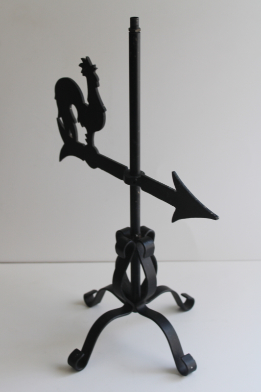 photo of black forged iron rooster weathervane vintage lamp Furlong Pennsylvania folk art  #3