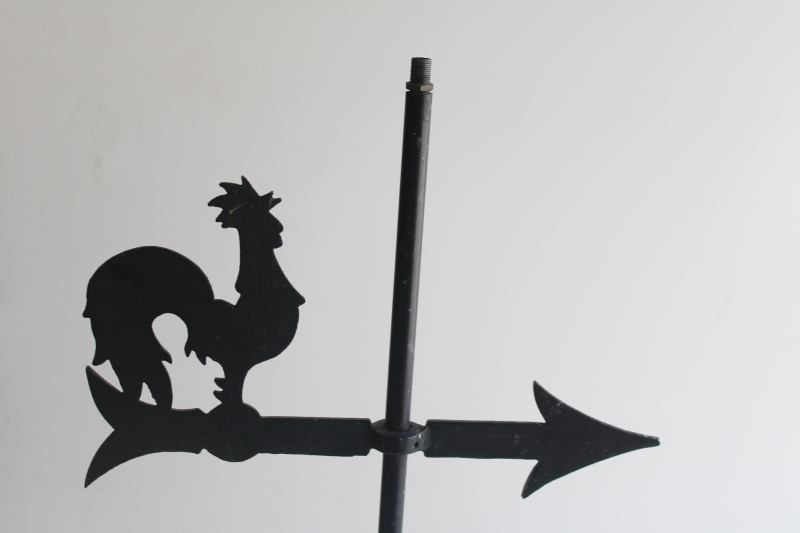 photo of black forged iron rooster weathervane vintage lamp Furlong Pennsylvania folk art  #4