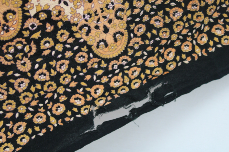 photo of black & gold vintage block print cotton fabric tablecloth, bed cover, wall hanging curtain panel #8