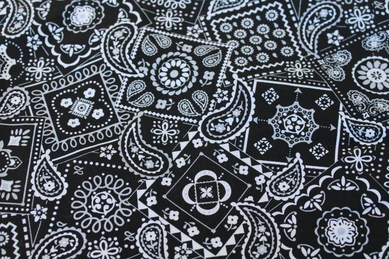 photo of black & white bandana print cotton fabric, Waverly inspirations sewing material #1