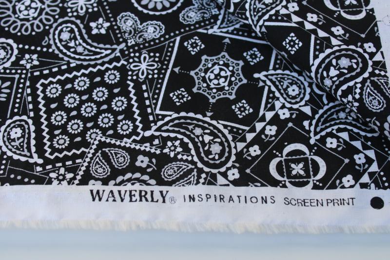 photo of black & white bandana print cotton fabric, Waverly inspirations sewing material #2